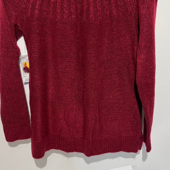 Croft & Barrow Women's Red Metallic Crew Neck Pullover Sweater Size PS NWT - Picture 5 of 8